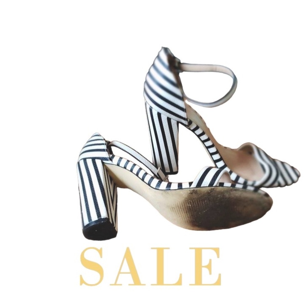 Shoe Dazzle-Neri Heels. Black & White Striped Size 10